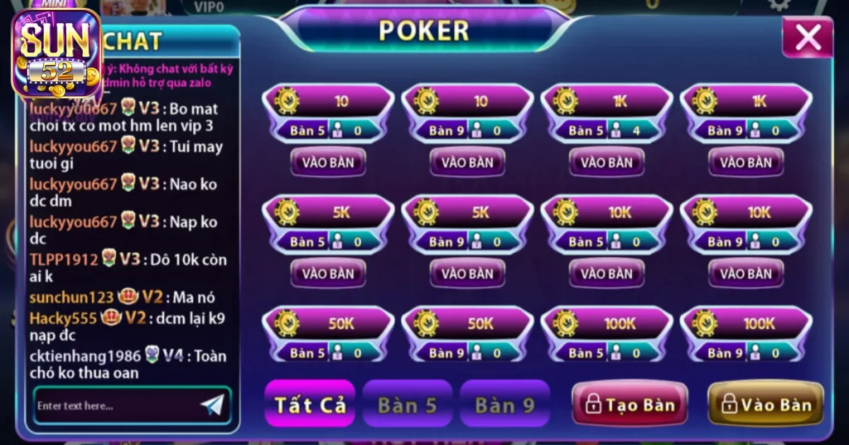 Game bài Poker Sun52 và cách chơi cụ thể dành cho người mới 2 Các tính năng nổi bật có trong game bài Poker Sun52