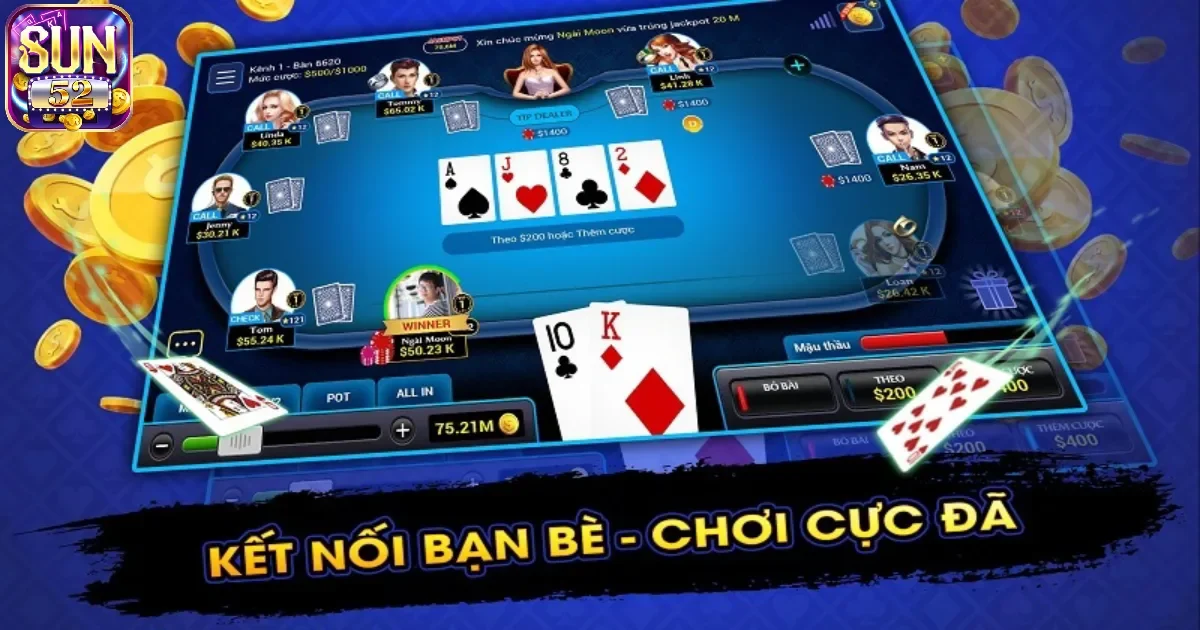 Game bài Poker Sun52 và cách chơi cụ thể dành cho người mới 3 Các vòng cược và quy tắc chia bài trong game bài Poker Sun52